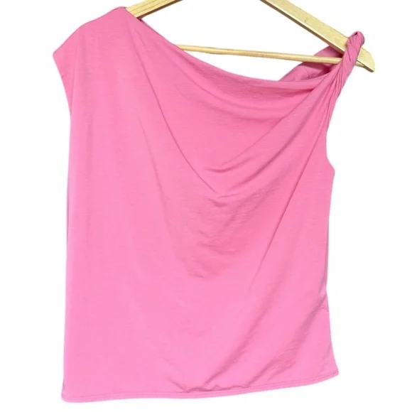 Abercrombie & Fitch Asymmetric Pink One-Shoulder‎ Twist Top Sz XL - Picture 3 of 6